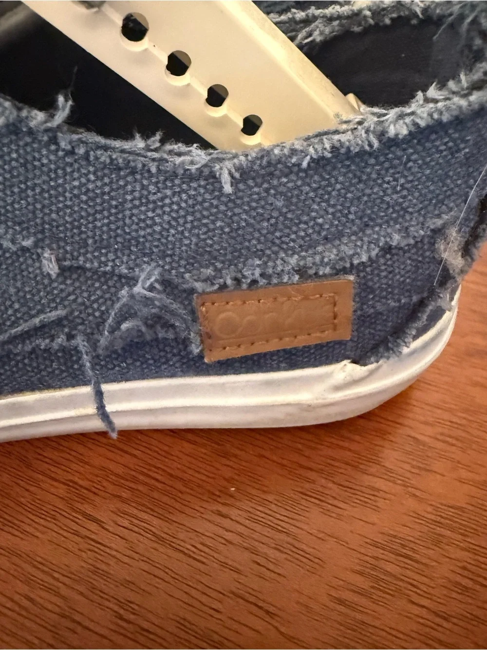 Corkys Woman’s Navy Frayed Canvas Slip-On Sneakers